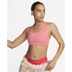 Nike Dames Sportbh Dri-Fit Swoosh Womens Medium - 612 Coral/Chalk/White