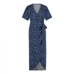 WOW Dames Jurk Wrap Dress - 1472 Navy Leopard