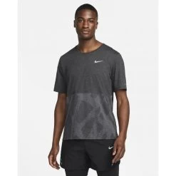Nike Heren T-shirt Running Division - 032 BLACK HEATHER/REFLECTIVE S