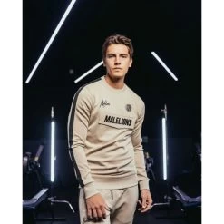 Malelions Heren Sport Academy Crewneck - 098 Sand/ Black -Trendy Deals Voor Actieve Lifestyles 047413 02 02 1