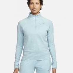 Voorkant 8 Nike Dames HardloopTop Therma-Element - 442 Ocean Bliss