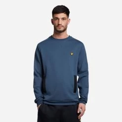 Lyle & Scott Heren Pocket Branded Sweat Crew - Z118 Light Navy