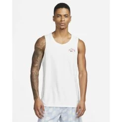 Nike Heren Singlet DRI-FIT MILER - 121 SUMMIT WHITE/PICANTE RED