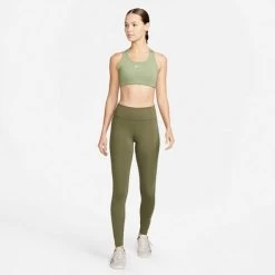 Nike Dames Sport BH SWOOSH MEDIUM SUP - 386 OIL GREEN/WHITE -Trendy Deals Voor Actieve Lifestyles 052521 49 02 1