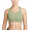 Nike Dames Sport BH SWOOSH MEDIUM SUP - 386 OIL GREEN/WHITE